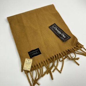 Vintage NWT Christian Dior Monsieur Cashmaire 100% Acrylic Scarf Japan Brown